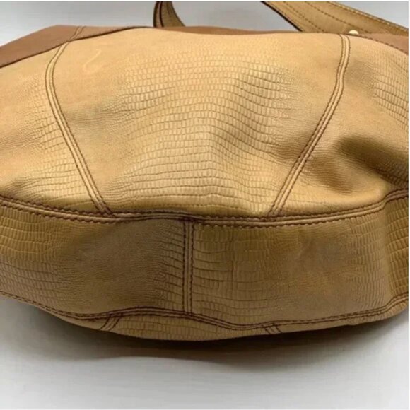 BCBGMaxAzria Tan Leather Hobo Crossbody Shoulder Bag Adjustable Strap - Picture 5 of 8